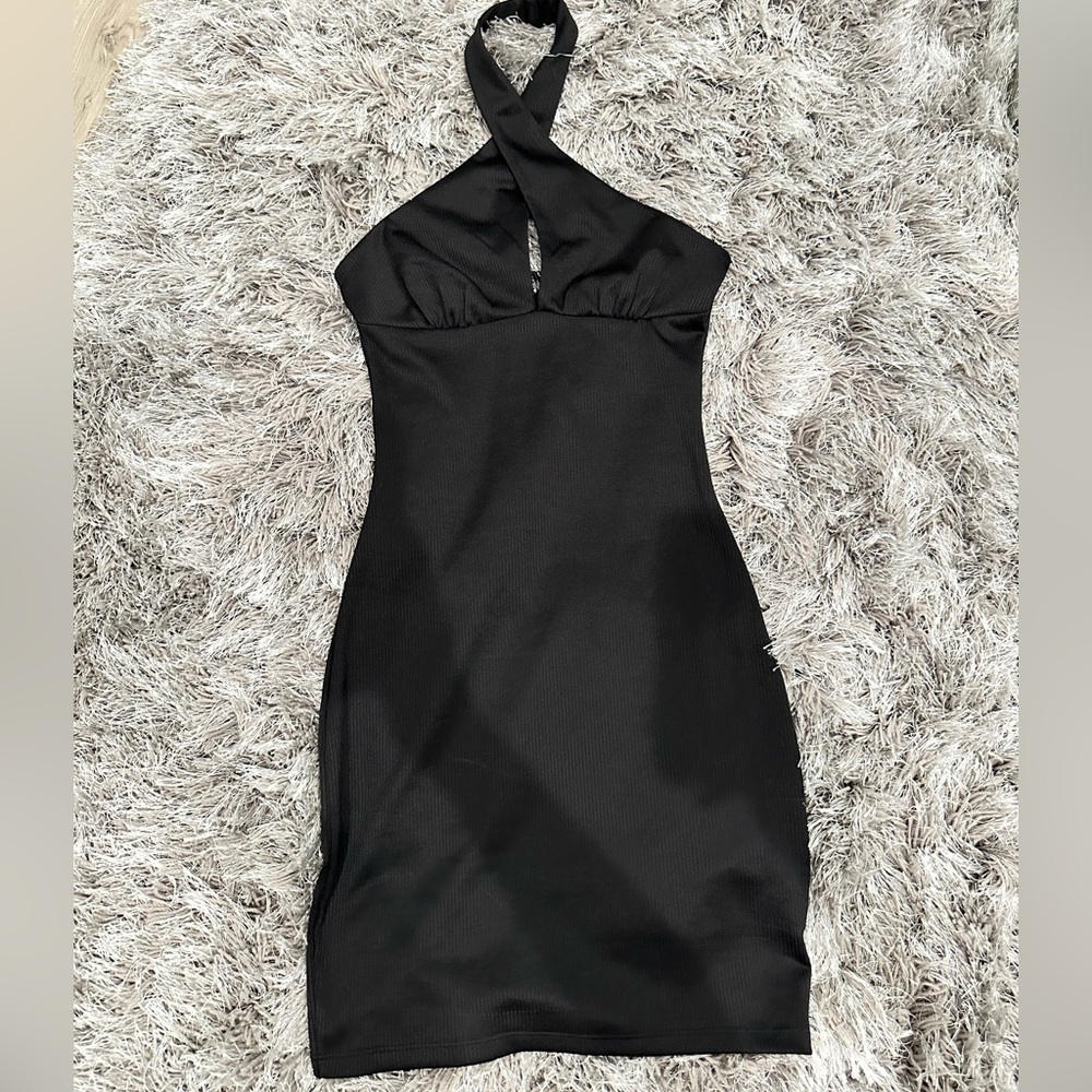 H&M Black Twisted Halter Dress